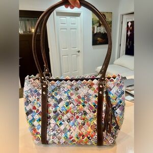 Candy Wrapper Sign Love Hippy Retro Woven Handbag